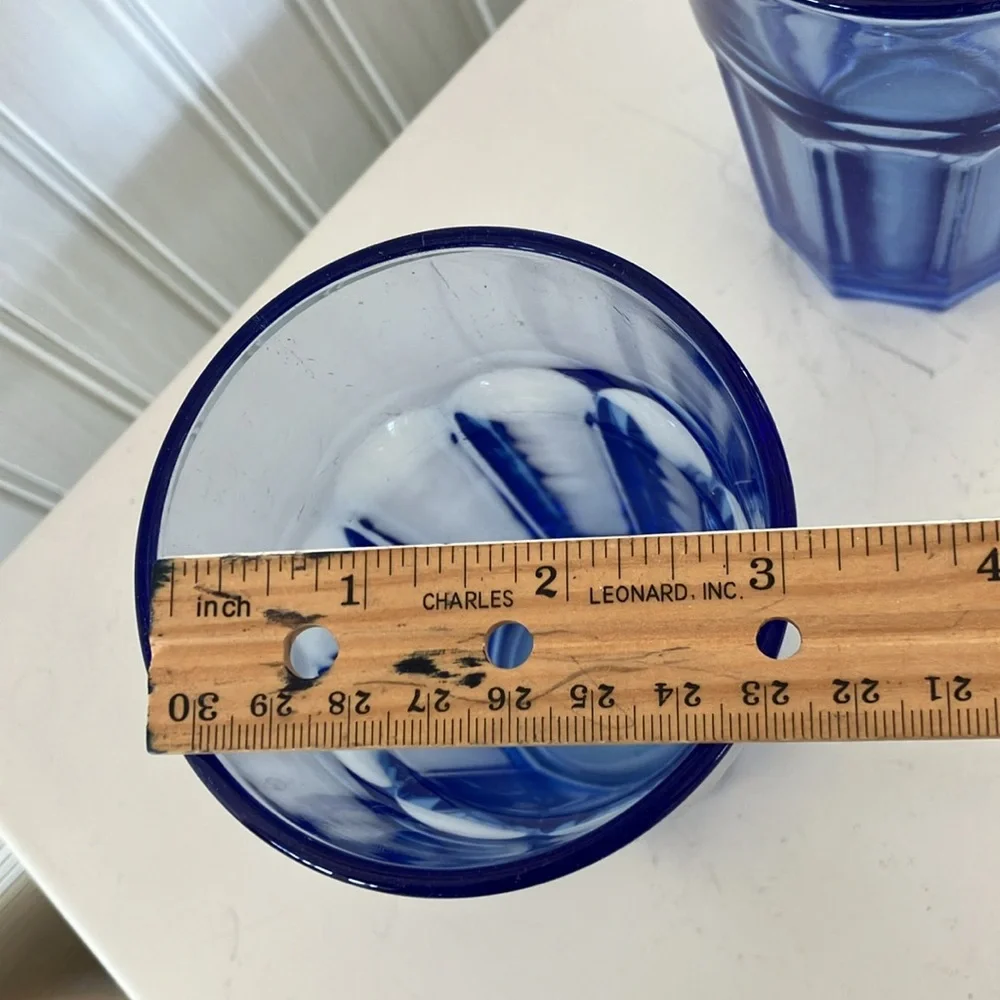 IKEA Cobalt Blue Glass Tumbler Pair, 10 Ounces, Made In France